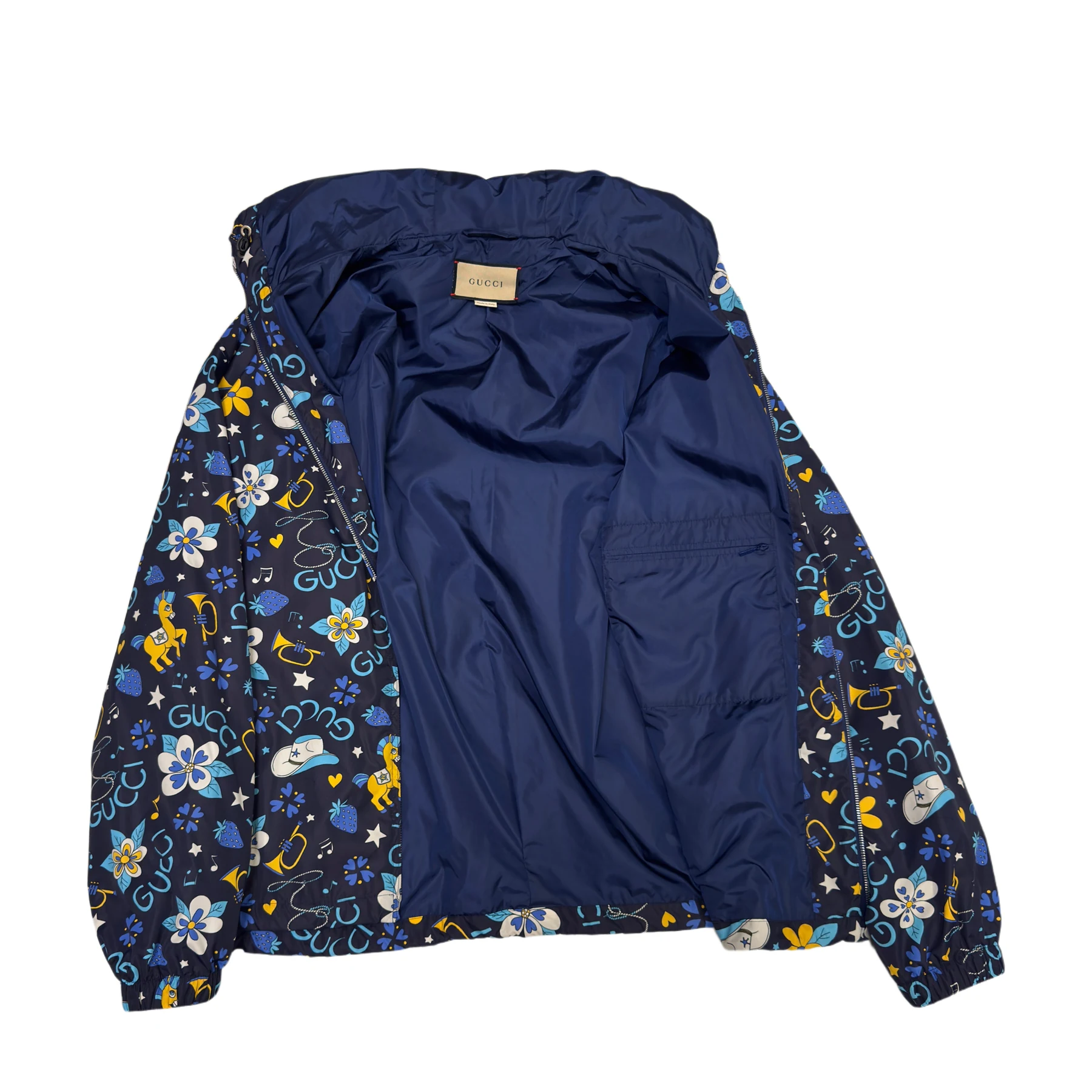 グッチ フーデッド フローラルロゴプリントナイロ Windbreaker