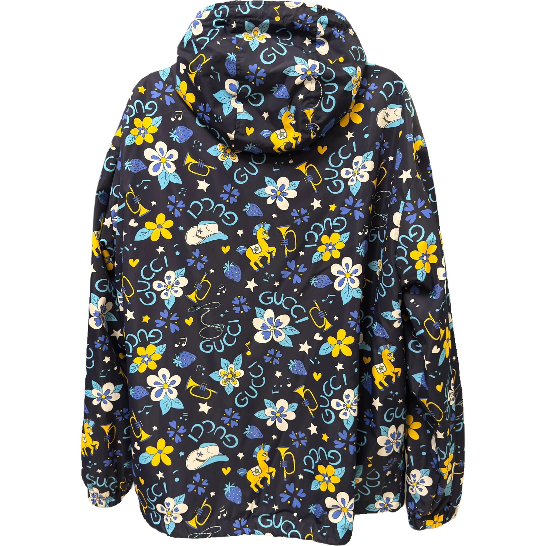 グッチ フーデッド フローラルロゴプリントナイロ Windbreaker
